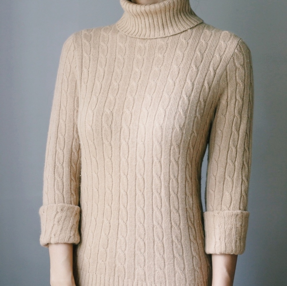 NWOT J Crew Wool Angora Cashmere Turtleneck Camel